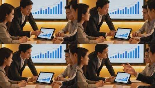 年终总结商务团队数据分析汇报会议场景高清在线视频素材下载