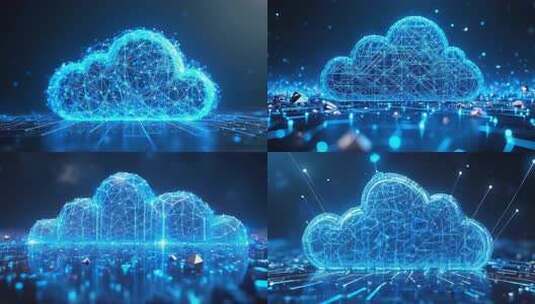 蓝色线条构成的云状网络科技图 合集4K高清在线视频素材下载