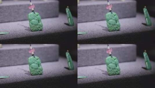 翡翠玉雕挂件特写高清在线视频素材下载