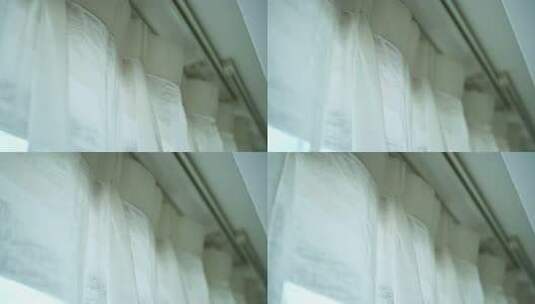 室内白色窗帘特写高清在线视频素材下载