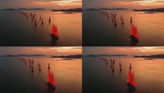 乘风破浪扬帆起航海鸥帆船航行海浪高清在线视频素材下载