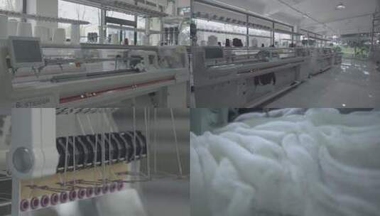 羊绒生产清河羊绒工厂车间内的织布机设备高清在线视频素材下载