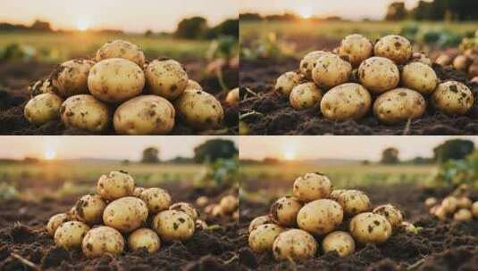 田地里堆放的新鲜土豆高清在线视频素材下载