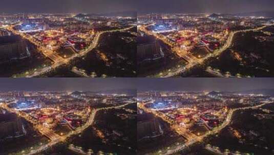 杭州_杭州宋城夜景航拍002高清在线视频素材下载