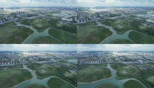 4k航拍上海城市绿地高清在线视频素材下载