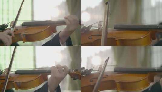 唯美学生室内拉小提琴艺术家优雅练习管弦乐高清在线视频素材下载