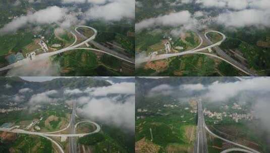 高速公路 高速 航拍高速 高速山区云雾高清在线视频素材下载