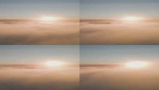 云上特写航拍日出前浓雾笼罩森林高清在线视频素材下载