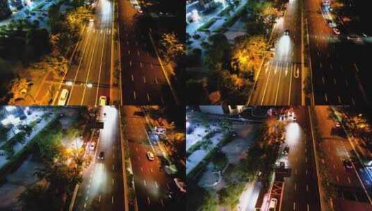 城市夜晚马路行驶的汽车高清在线视频素材下载