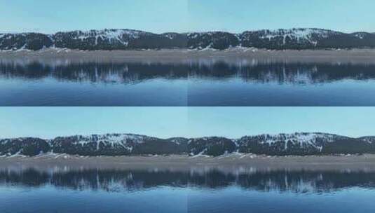 蓝条时刻的新疆赛里木湖雪山湖泊景观高清在线视频素材下载