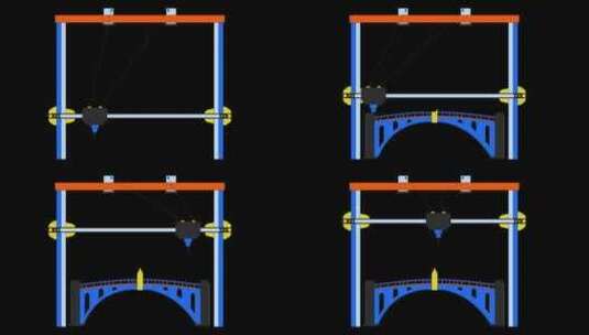3D打印桥梁线卡通动画高清在线视频素材下载