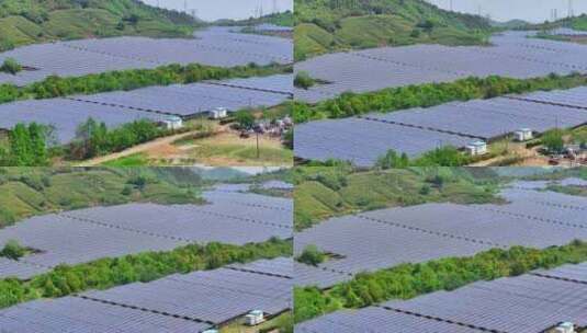 山区荒地起伏山地光伏太阳能发电站高清在线视频素材下载