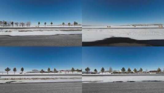 开车行驶在雪后公路 车窗外雪景高清在线视频素材下载