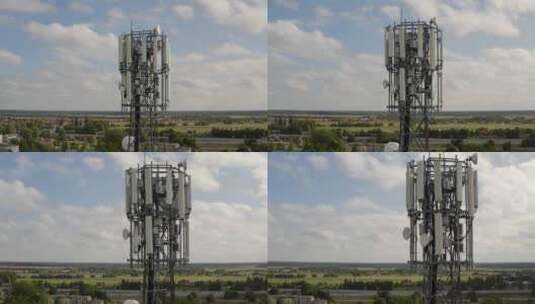 电信塔天线和卫星传输蜂窝5g和4g移动信高清在线视频素材下载