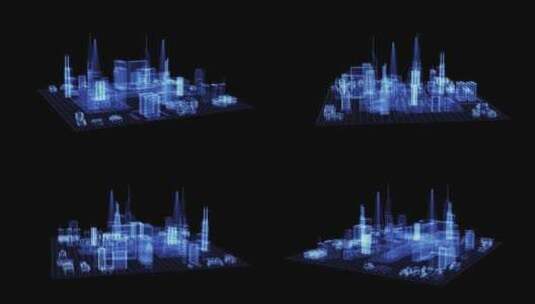 现代城市的全息图高清在线视频素材下载