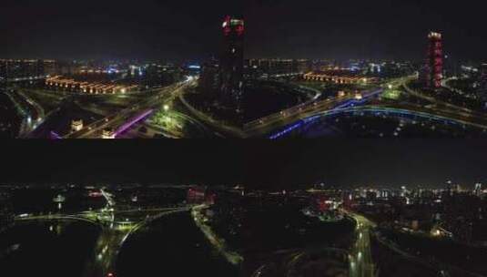 航拍江西南昌城市交通大道夜景高清在线视频素材下载
