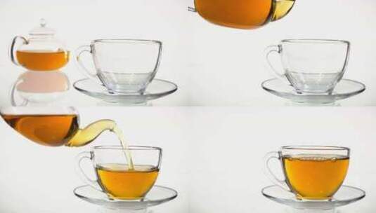茶倒入玻璃茶杯高清在线视频素材下载