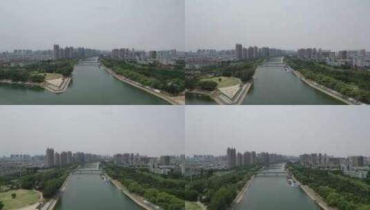航拍河南漯河沙澧河风景区历史广场高清在线视频素材下载