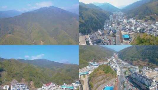 安徽省黄山风景区汤口镇大山航拍延时摄影风高清在线视频素材下载