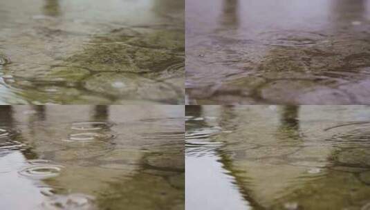 雨水 滴在浅水面上高清在线视频素材下载