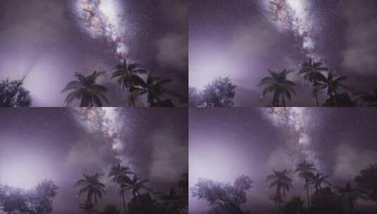 热带雨林上空银河系的天文卫星高清在线视频素材下载