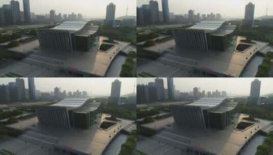 武汉琴台航拍建筑主体阳光高楼高清在线视频素材下载