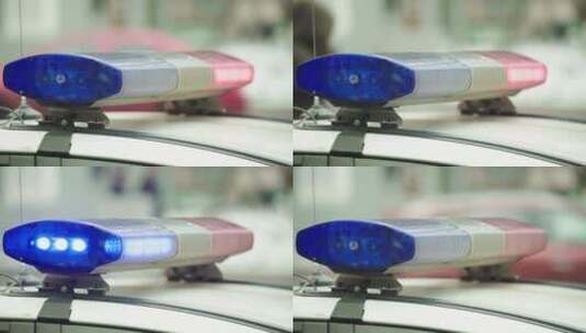 警车车顶上灯光闪烁高清在线视频素材下载