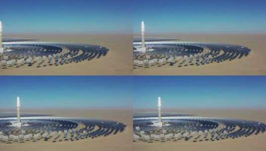 太阳能发电厂在蓝天沙漠背景高清在线视频素材下载