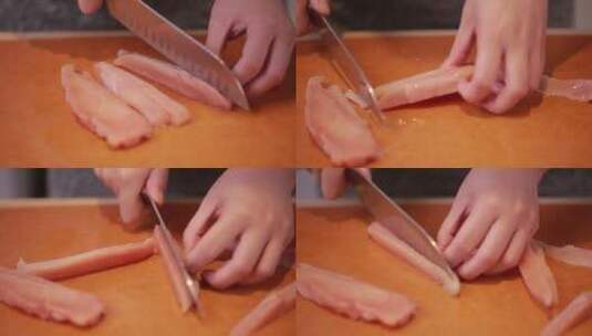 厨师切减脂鸡胸肉 (3)高清在线视频素材下载