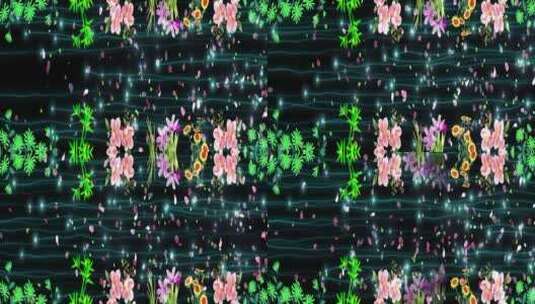 唯美春色地面投影 花瓣粒子 绿叶唯美高清在线视频素材下载