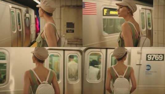 等地铁的女孩高清在线视频素材下载
