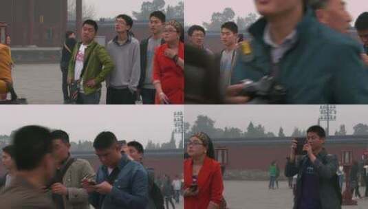 游客给北京故宫拍照高清在线视频素材下载
