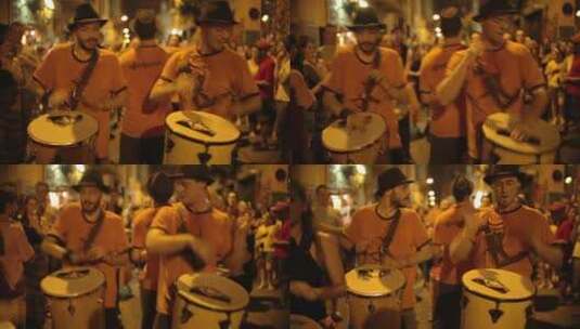 巴西乐队在街头表演高清在线视频素材下载