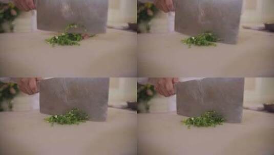 厨师切韭菜高清在线视频素材下载