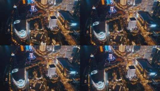上海夜景空城航拍高清在线视频素材下载