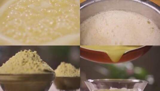 【镜头合集】煮沸的玉米面粥熬粥高清在线视频素材下载