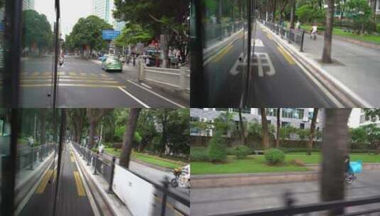 广州天河公交车行驶窗外高清在线视频素材下载