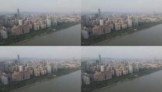广州珠江沿岸航拍高清在线视频素材下载