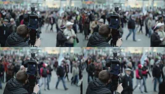 在城市里拍摄的摄影师高清在线视频素材下载