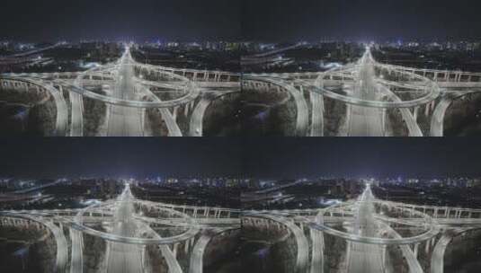 俯拍杭州滨江时代大道高架中兴立交高清在线视频素材下载