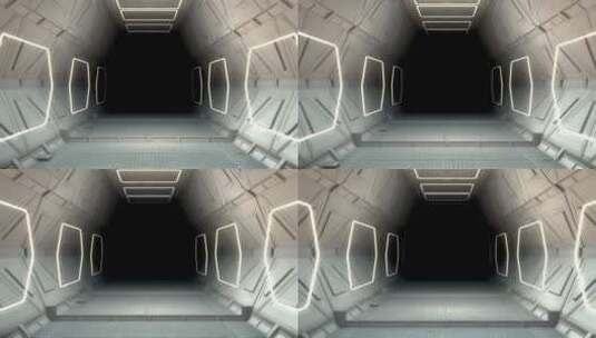 外星人船上走廊的3D动画高清在线视频素材下载