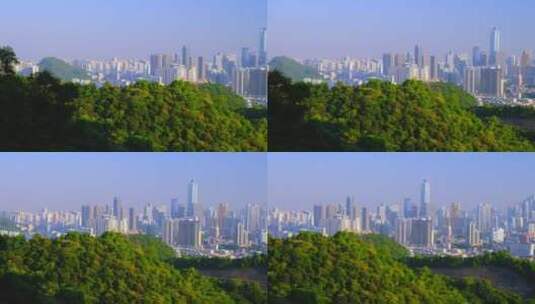 广州白云山望珠江新城密集摩天建筑群高清在线视频素材下载