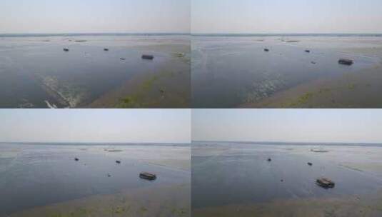 航拍拆围后的湖区生态环境高清在线视频素材下载