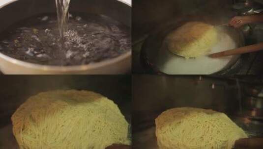 【镜头合集】后厨大锅煮面条高清在线视频素材下载