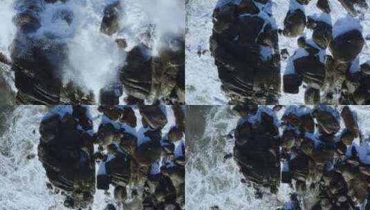 海浪拍打在岩石上高清在线视频素材下载