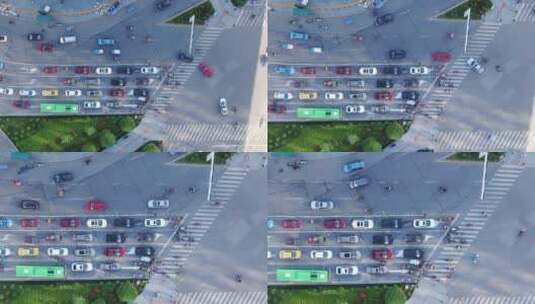 城市十字交叉路口交通航拍高清在线视频素材下载