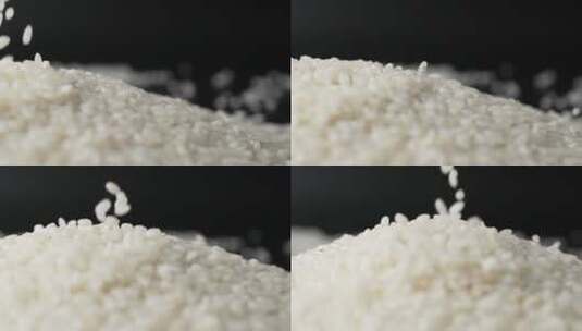 升格拍摄撒落香糯可口东北有机生态大米粳米高清在线视频素材下载