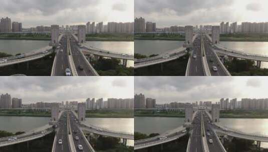 航拍城市交通桥梁高清在线视频素材下载