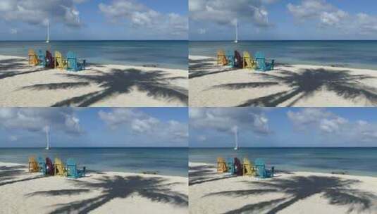 海面上的五颜六色的椅子高清在线视频素材下载