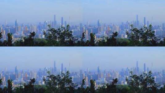 白云山望珠江新城摩天大楼建筑群景观高清在线视频素材下载